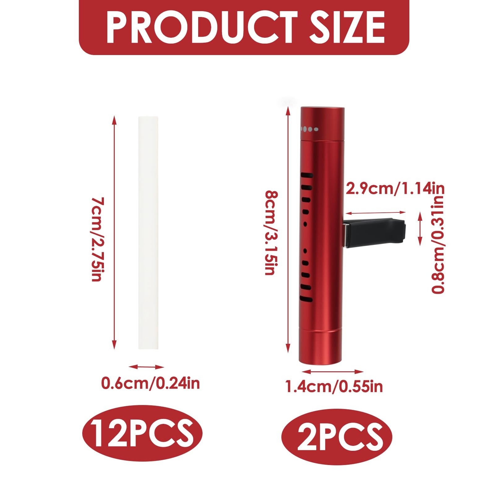 MILAKE 2 Pack Car Essential Oil Diffuser Vent Clip, Aluminum 2 Pcs, Red-2 Pcs  thumbnail 3