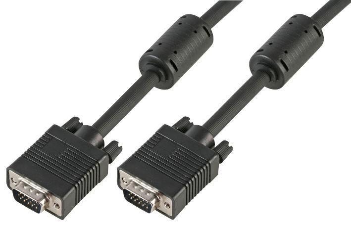 PRO SIGNAL - SVGA HD15 Male to Male Monitor Lead 1m Black - All Pins Connected