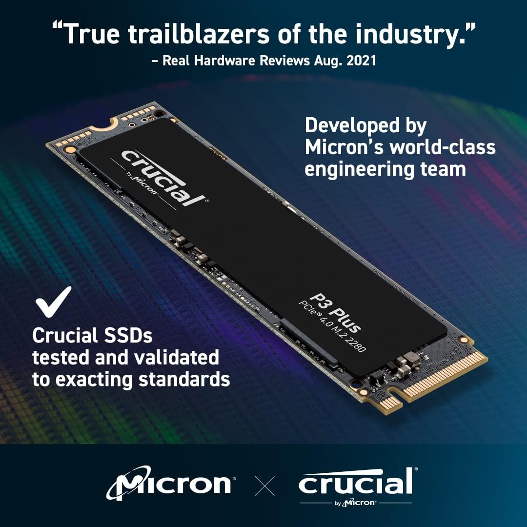 Crucial P3 Plus 2TB M.2 PCIe Gen4 NVMe Internal SSD - Up to 5000MB/s - CT2000P3P