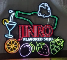 NEW Jinro Flavored Soju Korean Frog LED Lighted Sign Dimmable 23x20