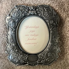 Vintage 1983 Avon Victorian Pewter Picture Square Frame 2.75" x3.25" Oval Photo 