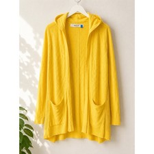 Sparrow Anthropologie Yellow Linen Cotton Pointelle Hooded Cardigan S
