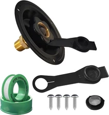 RV City Water Inlet with Check Valve, 3/4 NH Female to 1/2 NPT Male Black 