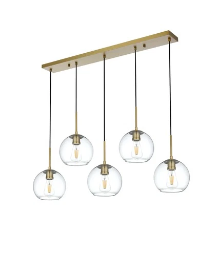 Elegant Lighting LD2228 Baxter 5 Light 42"W Linear Pendant - Brass - Picture 4 of 12