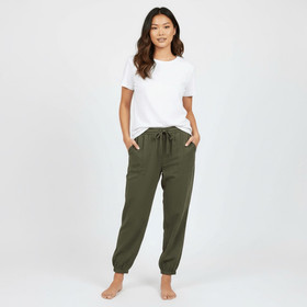 Victoria's Secret PINK L Green Jogger Pants Preppy Artsy Professional Coastal