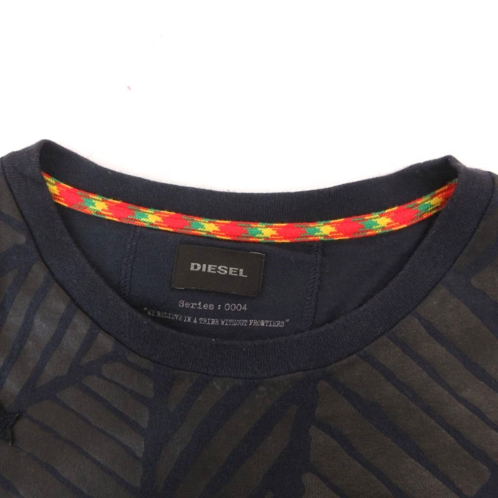 Diesel Navy T-shirt Men Short Sleeve Message Print All-Over Pattern Used image 4