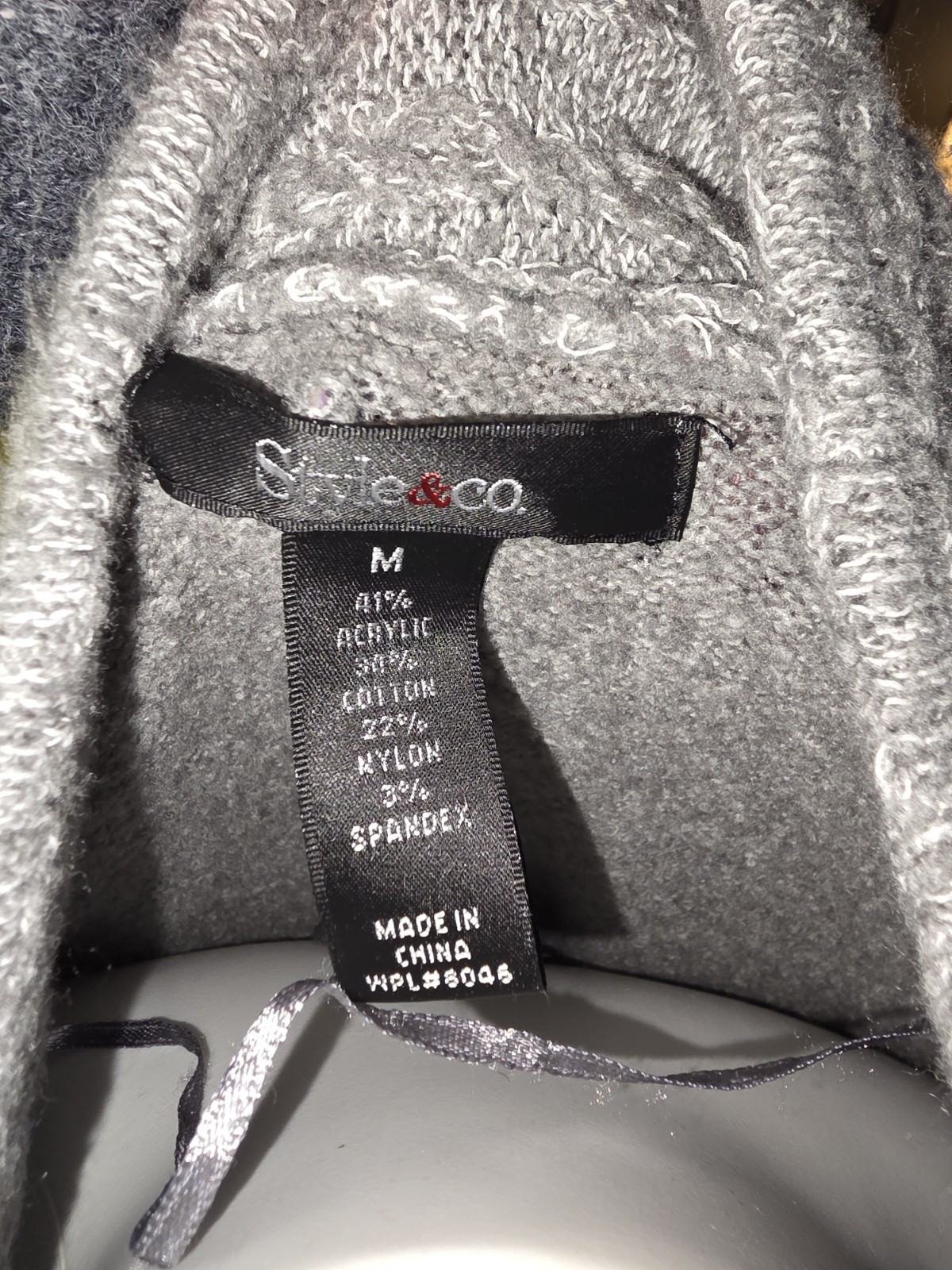 Style&Co. Solid Dark Gray Collared Long Sleeve Pu… - image 3