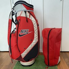 Nike Retro Lightweight Red/Noir/Argent Cart Bag Golf Caddy Bag rare utilisé J...