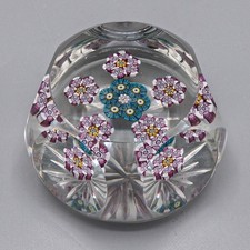 Perthshire Paperweight PP14 Faceted Millefiori Purple Blue I Star Cut Base