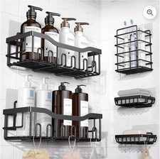 5 Pack/Set Shower Caddy Adhesive Shower Organizer for Bathroom Kitchen Black