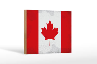 Holzschild Flagge Kanada 18x12 cm Flag of Canada Vintage Deko Schild