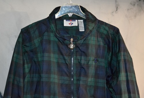Giacca a vento JERZEES verde blu nero plaid colletto XL elastico in vita polsino - Foto 2 di 5
