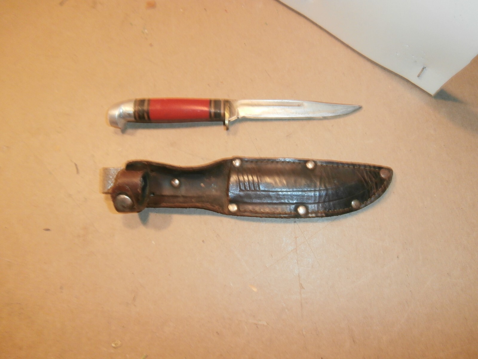 Vintage western P48A fixed blade hunting knife w/leather sheath eBay