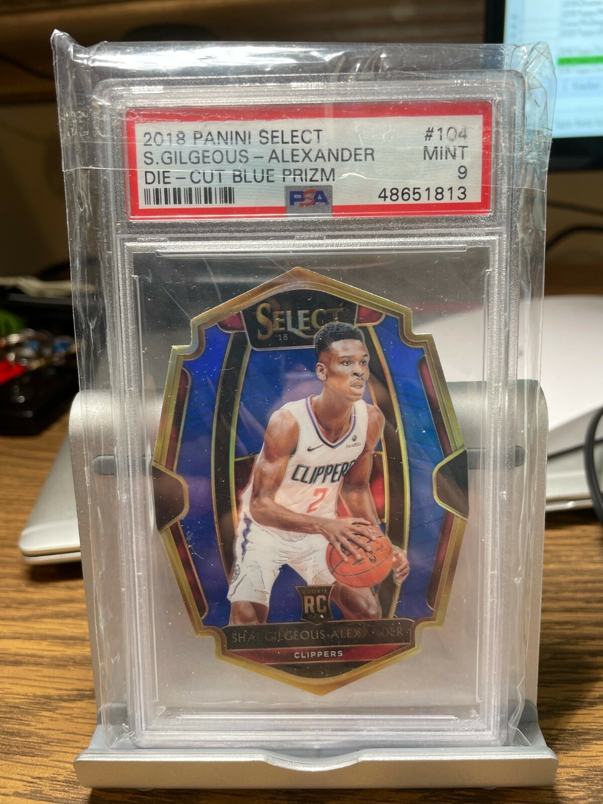 SHAI GILGEOUS ALEXANDER 2018 PANINI SELECT 104 DIE CUT BLUE PRIZM RC /249 PSA 9