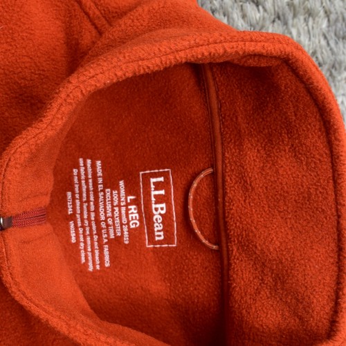 L.L. Bean Women's Size L Fleece Basic Jacket Orange Polyester Zip Pockets - Picture 6 of 8