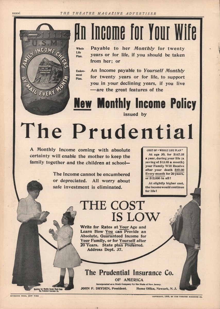Prudential Insurance Company of America - 1908 - Vintage Magazine 