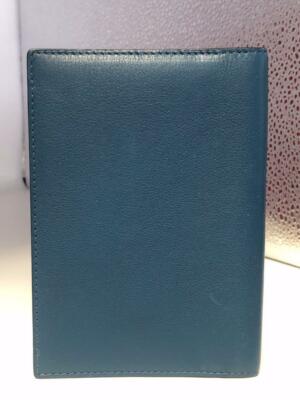 Authentic Delvaux Teal Blue Leather Bifold Card Holder Wallet nwot