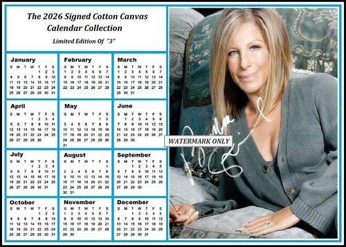 Barbra Streisand, signed 2026 Cotton Canvas Calendar (BS-5)