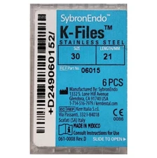 *6-Pieces* Kerr SybronEndo K-Files Hand Files Size-30 Length 21mm 06015