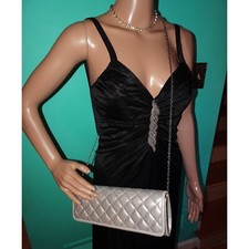 Vintage Quilted Silver Lame Purse evening bag cocktail pinup retro glam
