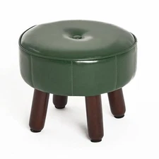 Small Foot Stool Ottoman 13in Round Pouf Foot Rest Footstool Ottomans with Ru...