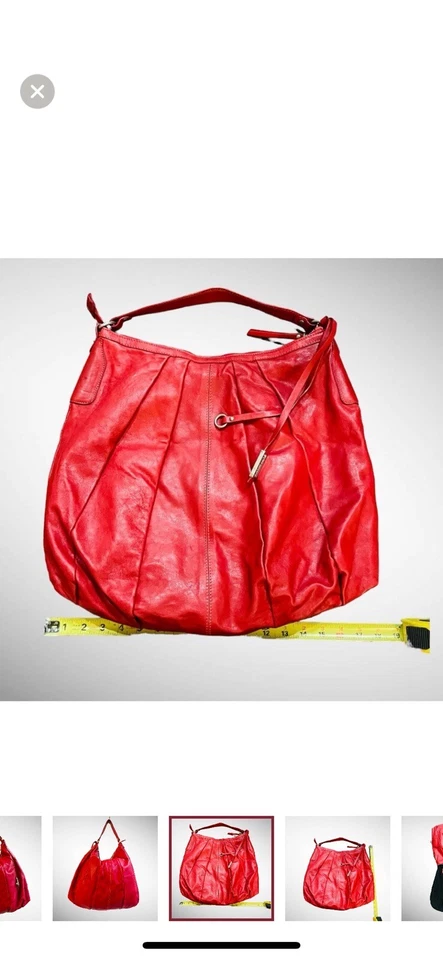 BOLSO DE HOMBRO HOBO GRANDE DE CUERO ROJO NUEVO GIANNI CHIARINI Foto 3 de 4