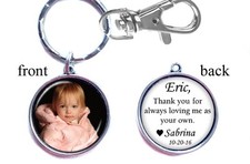 Personalized Photo Wedding Keychain Double-Sided 2 sides Gifts for Step Father