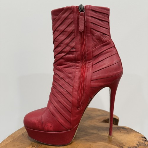 VALENTINO GARAVANI Red Ankle Boots EU 40 US 10 Italy - Picture 10 of 18
