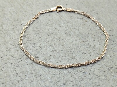 Sterling Silver Twist Bracelet Gold Tone Chain 7