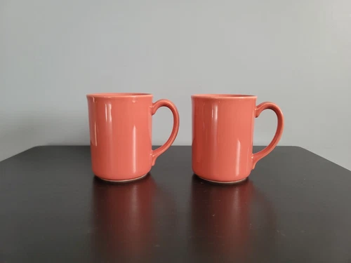 Set of 2 Corning Ceramic Rose/Coral/Pink Salmon Coffee Mugs