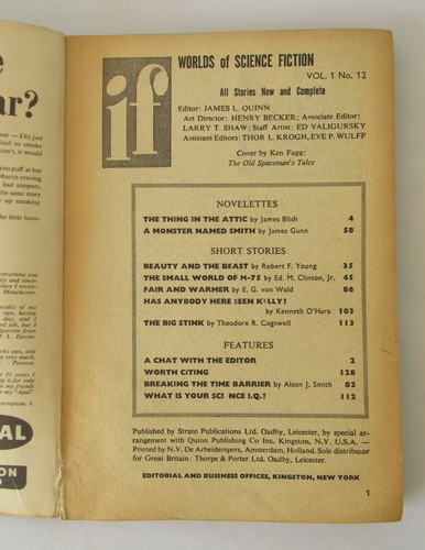if - Worlds of Science Fiction Vol.1 No.12 ~UK~ Blish, Gunn stories - Picture 4 of 4