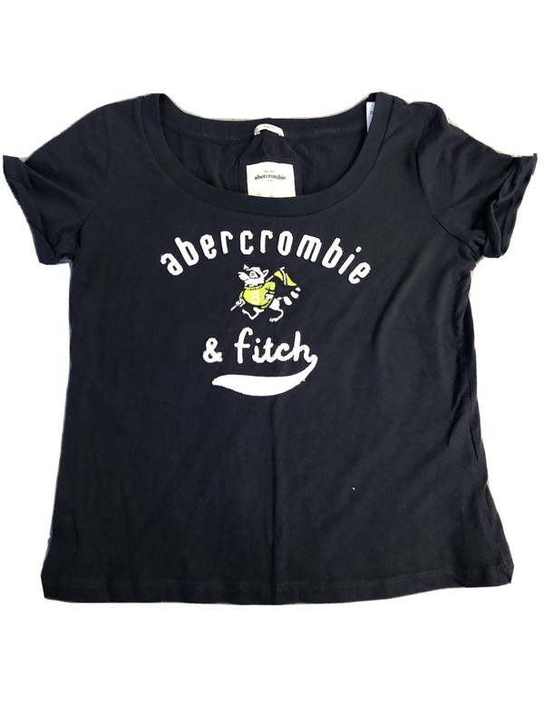 Abercrombie XL Kids Navy Blue Crop Fit Top Girls Scoop Neck Short Sleeve T-Shirt