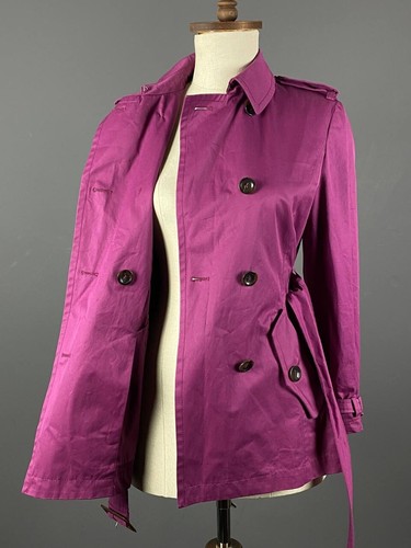 WEEKEND MAX MARA Purple Double Breasted Belted Trench Coat Size USA 6 - Picture 4 of 19