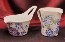 Vintage Figgjo Lotte porcelain cram and sugar set hand painted Norway