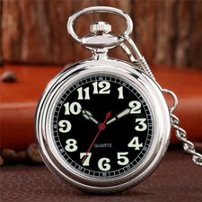 Luminous Arabic Numerals Quartz Pocket Watch Pendant Chain Gifts for Men Women
