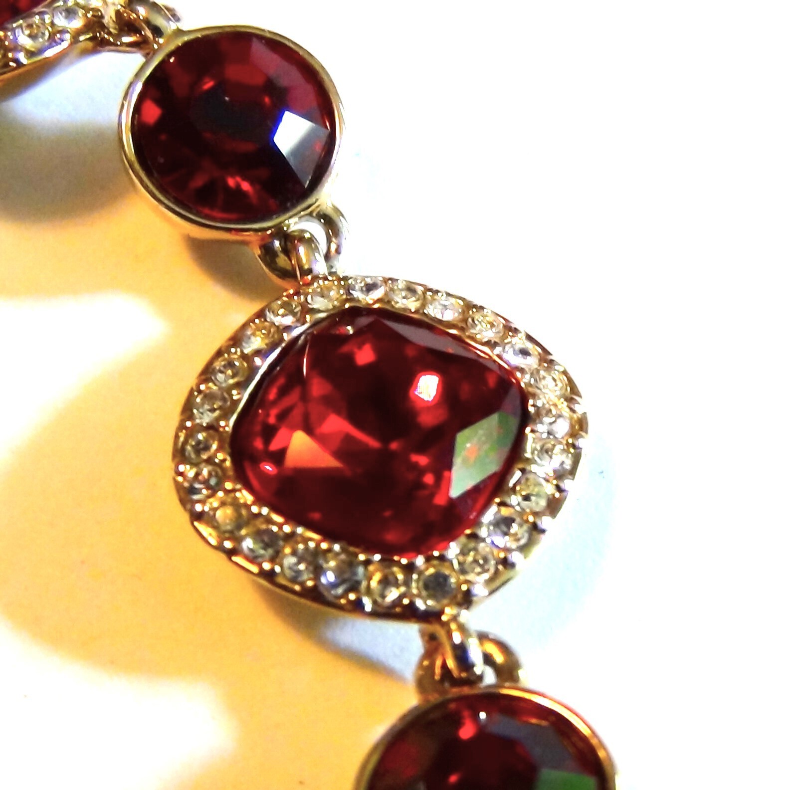 Givenchy Bracelet Ruby Red And Clear Crystals Pav… - image 1