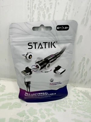 Statik 360 Magnetic Charging Cable - 3-1 Smart Rotating Charger with Micro 6ft - Image 1 of 2