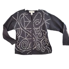 Vintage Kitty Hawk by Vivian Wang Rhinestone Embellished Angora Cardigan Sweater