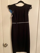 Calvin Klein black dress size 10 with colorful sleeve and waist detailing