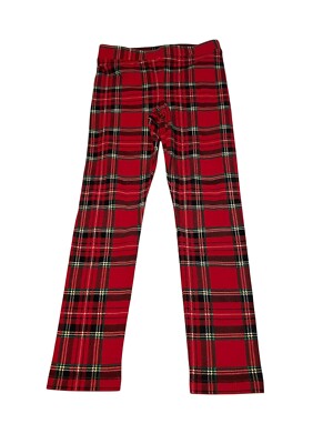 Crewcuts Girls Plaid Stretchy Leggings Size 6 Red New with Tag