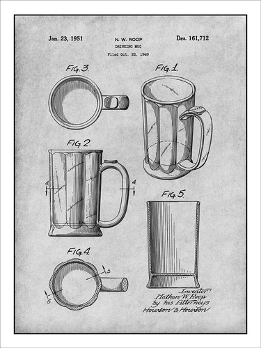 1949 Beer Mug Patent Print Art Drawing - Picture 5 of 5