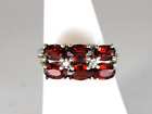 Sterling Silver Jed Garnet & Cubic Zirconia Band Style Ring Size 7