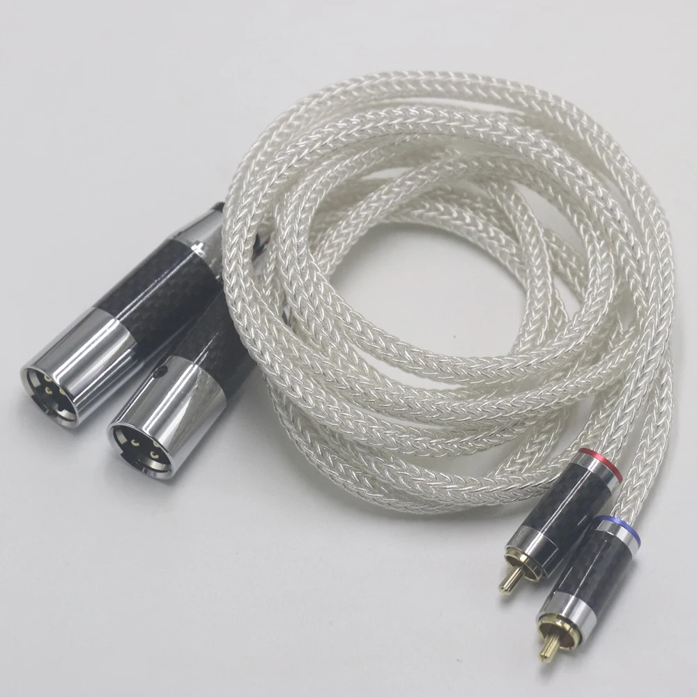 Pair 16core 5N Solid Pure Silver Balanced XLR Hifi Audio Cable Interconnect wire