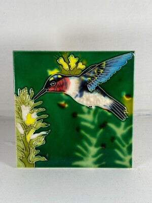 Vintage Kolibri Fliese Untersetzer Holzrücken 15cm/6'' Wandbehang Selbsttragend