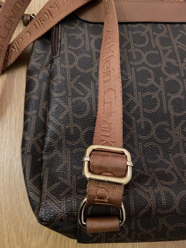 Calvin Klein Brown Monogrammed Backpack with gold hardware - Picture 7 of 17