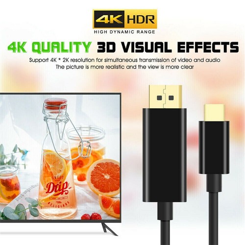 USB C to HDMI Cable USB 3.1 Type C Male to HDMI 4K UHD For iPhone 15 Samsung S23 - Picture 18 of 36