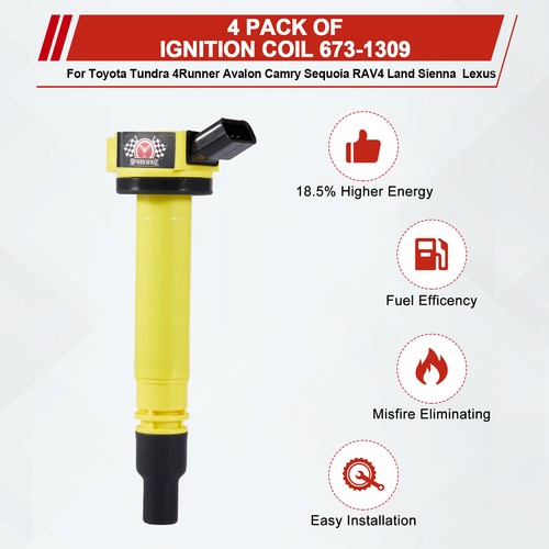 4 Pack Ignition Coils For Toyota 4Runner Lexus GS350 GS450h IS250 IS350 RC300 V6 - Picture 9 of 10