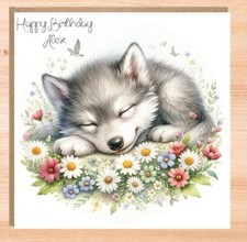 Wolf Personalised Birthday Card - Puppy Dog Card