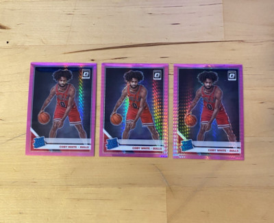 (3) 2019-20 Donruss Optic Coby White #180 Hyper Pink Rookie RC Chicago Bulls