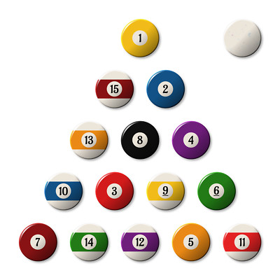 Billiards Pool Ball Magnet Button Set | eBay